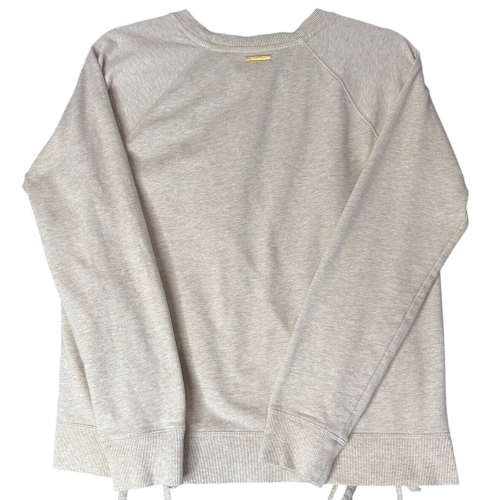 Michael Kors Womens Oatmeal Heather Lace Up Side Grommet Sweatshirt Small Beige - Picture 5 of 12